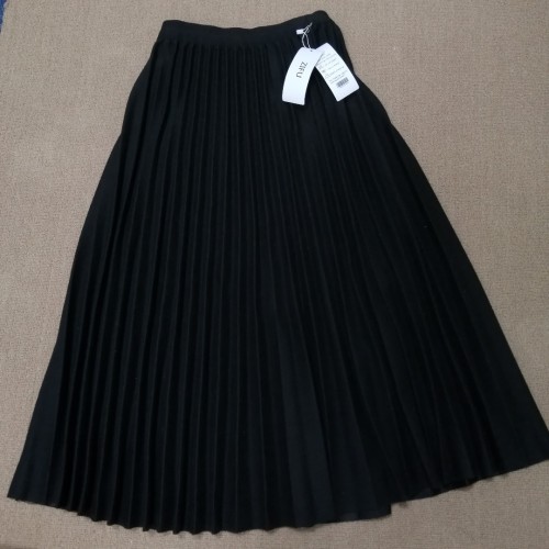 ZIFU Womens Ladies Summer Boho Flared Pleated Skirt A-line Midi Skirts(Black)