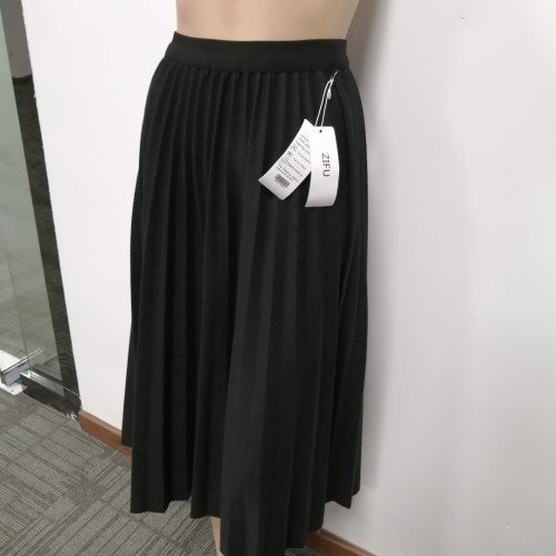 ZIFU Womens Ladies Summer Boho Flared Pleated Skirt A-line Midi Skirts(Black)