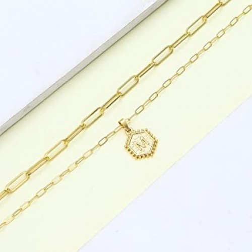 Layered Choker Necklace Gold Necklace for Women Men Statement Dainty Initial Letter 