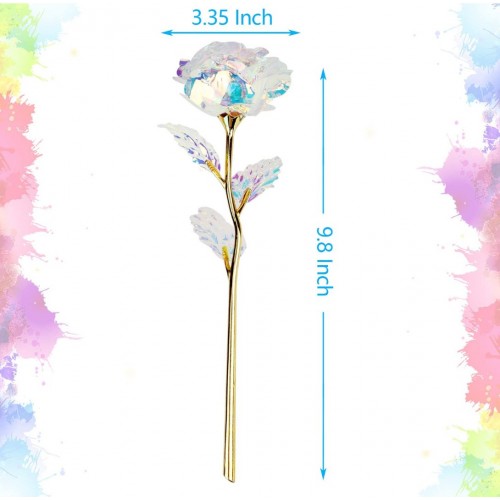  Rainbow Rose Flower Present 24K Golden Foil with Luxury Gift Box
