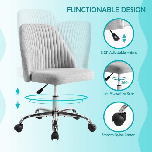   Modern Twill Fabric Adjustable Mid-Back Task Ergonomic Executive Chair, Gray