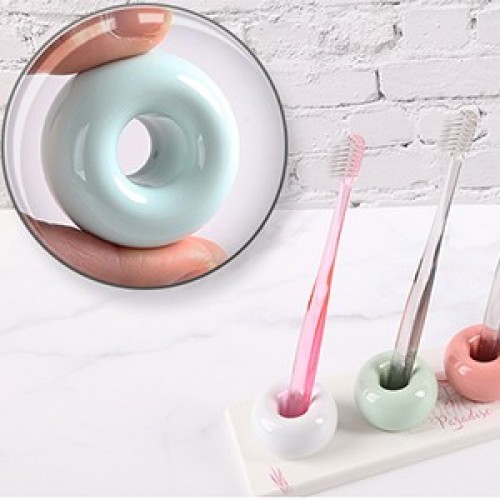   Mini Ceramics Handmade Couple Toothbrush Holder Stand for Bathroom Vanity Countertops, White, Pack of 2